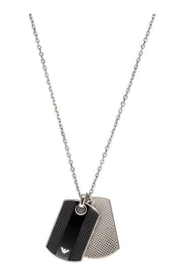 Buy Emporio Armani Jewellery Gents Silver Tone Dog Tag Necklace