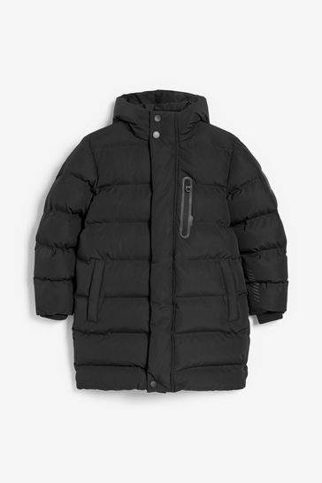 Black Longline Padded Coat (3-17yrs)