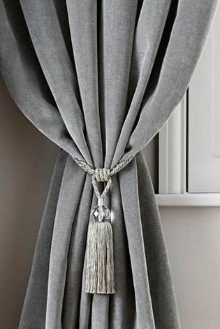 Set of 2 Silver Tassel Curtain Tie Backs