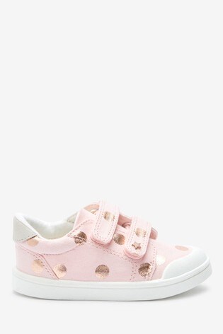 Pink Spot Wide Fit (G) Canvas Toe Bumper Trainers
