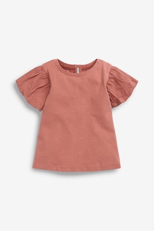 pink puff sleeve t shirt