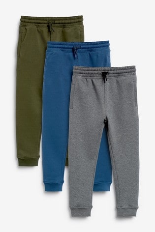 Khaki/Blue/Grey Skinny Fit Joggers 3 Pack (3-16yrs)