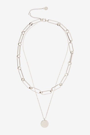 Mint Velvet Silver Layered Chain Necklace