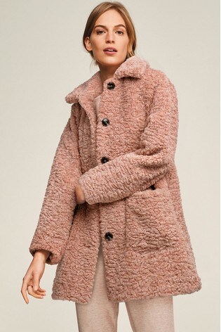 pink borg coat