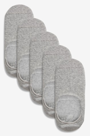 Grey Invisible Trainer Socks Five Pack