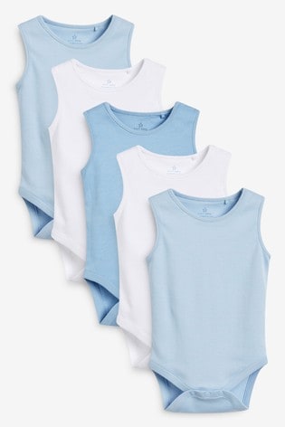 Blue Baby 5 Pack Vest Bodysuits (0mths-3yrs)