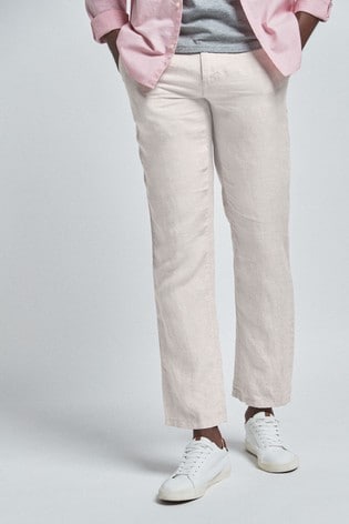 Chalk White 100% Linen Trousers