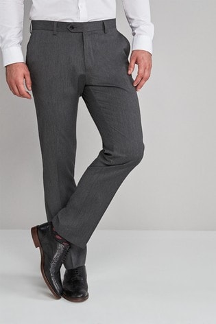 Grey Slim Fit Stretch Formal Trousers