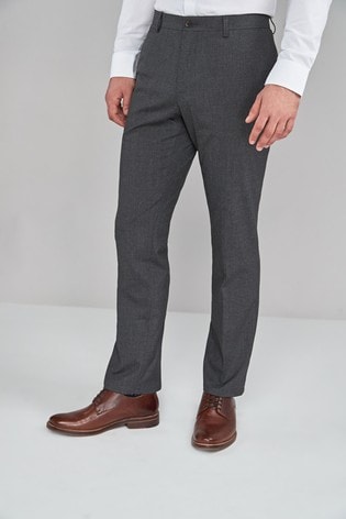Charcoal Grey Slim Fit Textured Trousers