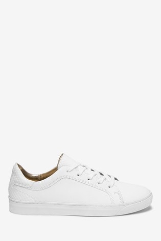 White Regular/Wide Fit Signature Leather Lace-Up Trainers