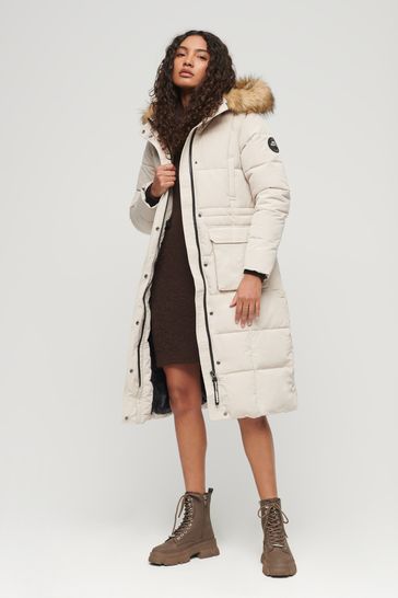 Superdry Grey Everest Longline Puffer Coat