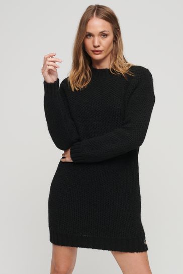 Superdry Black Textured Knit Crew Dress