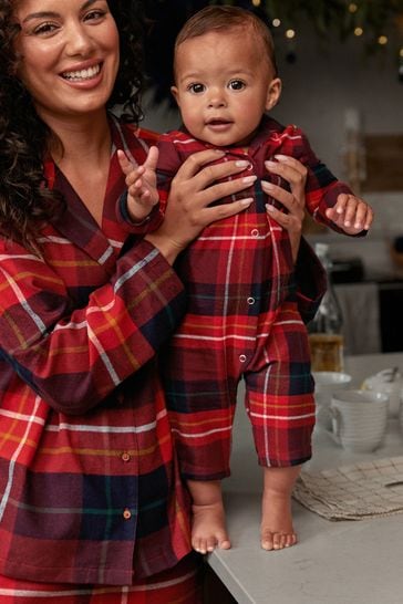 Red Check Matching Family Baby Christmas Cotton Pyjamas (0mths-3yrs)