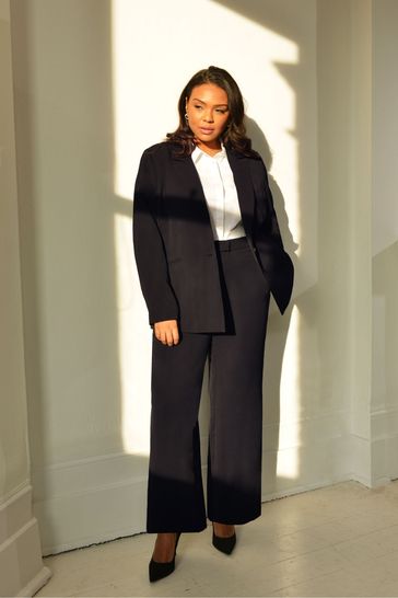 Live Unlimited Black Curve Woven Straight leg Regular length Tailored Trousers