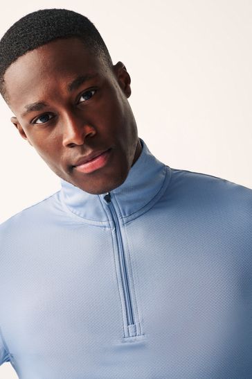 Blue Long Sleeve Quarter Zip Training Top