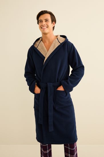 Ross Michaels Mens Robe with Hood - Soft Warm 320 GSM Mid Length Bathrobe -  Plush Shawl Collar Fleece Bath Robes for Men (Navy, Large-X-Large) -  Walmart.com