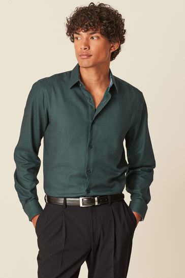 Dark green dress shirt sales