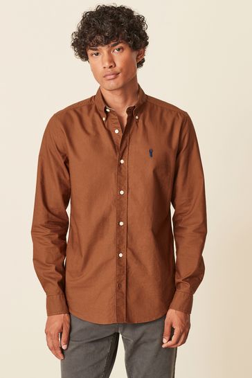 Brown Regular Fit Long Sleeve Oxford Shirt