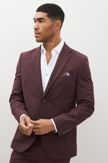 Burgundy Red Skinny Motionflex Stretch Suit: Jacket