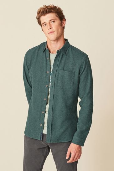 Green Brushed Texture 100% Cotton Long Sleeve Shirt