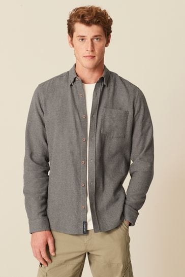 Grey Brushed Texture 100% Cotton Long Sleeve Shirt