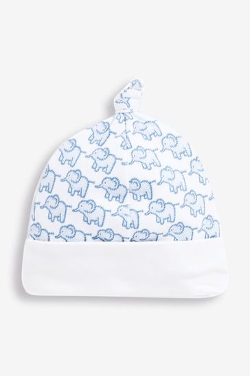 JoJo Maman Bébé Blue Little Elephant Cotton Baby Hat