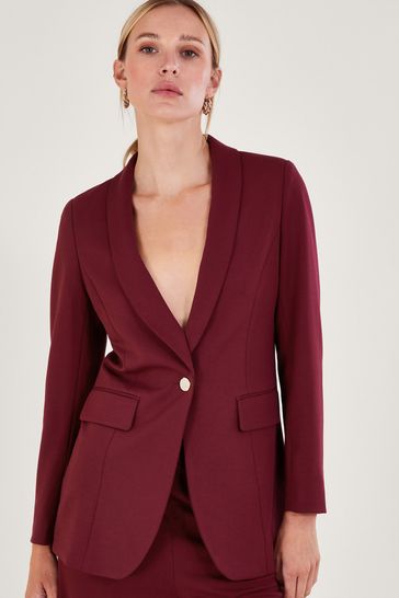 Monsoon Red Paige Single-Breasted Ponte Blazer
