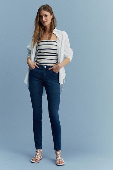 Washed Inky Blue Low Rise Skinny Jeans