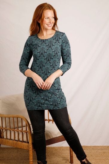 Buy Weird Fish Blue Dandy Organic Printed Sparkle Jersey Tunic