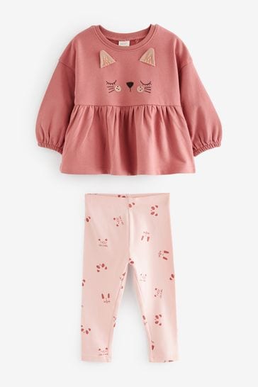 Pink Cat Top and Legging Set (3mths-7yrs)