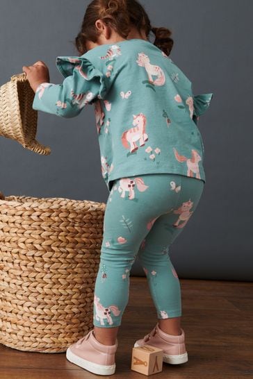 Buy Green Unicorn Printed Jersey Leggings (3mths-7yrs) from Next