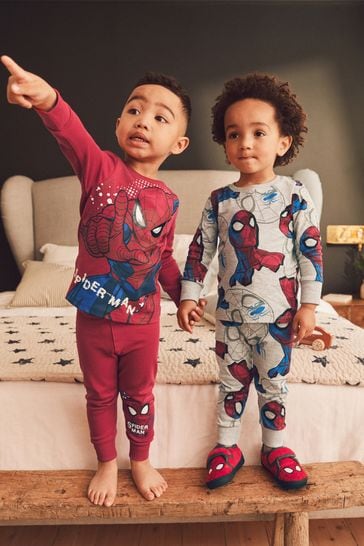 Pack de 2 pijamas abrigados de Spiderman rojo/azul marino (12 meses a 10 años)