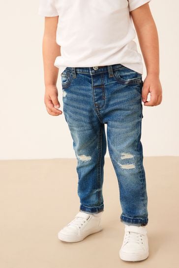 Blue denim ripped jeans sales