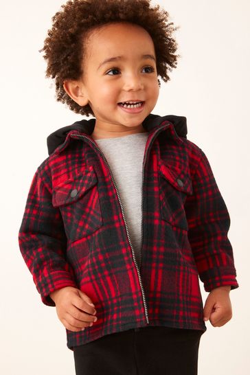Red Check Hooded Shacket (3mths-7yrs)