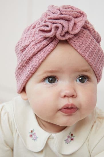 Mauve Purple Baby Knitted Turban Hat (0mths-2yrs)