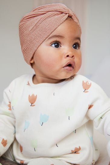 Turbante de punto marrón óxido para bebé (0 meses-3 años)