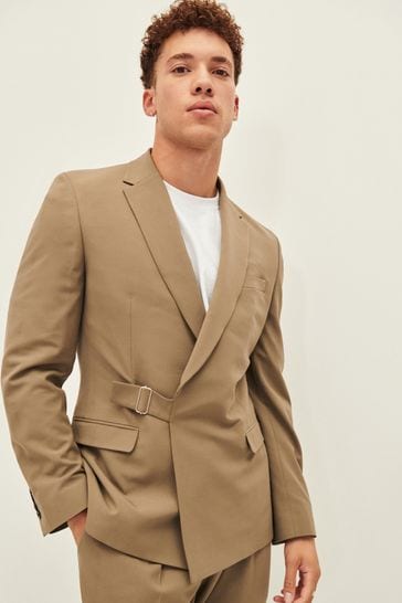 Stone Natural EDIT Slim Fit Wrap Front Suit Jacket