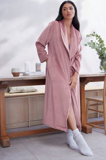 Buy Pink Mid Length Supersoft Ribbed Dressing Gown from Next Singapore