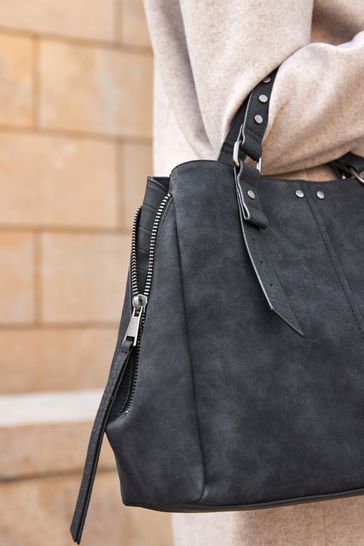 Black Leather Drawstring Bag - GBNY