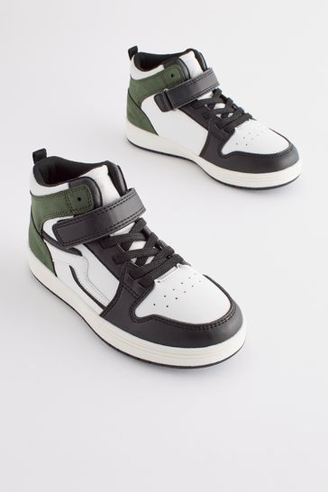 Monochrome Elastic Lace High Top Trainers