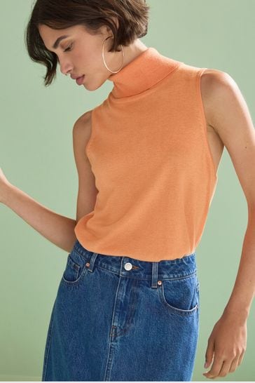 Orange new arrivals sleeveless turtleneck