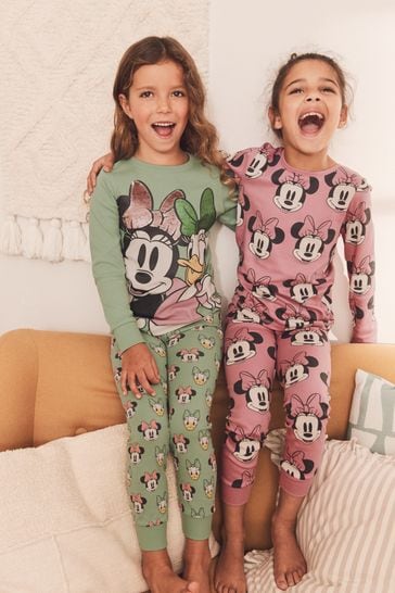 Pink/Green Minnie Mouse & Daisy Duck Pyjamas 2 Packs (9mths-10yrs)