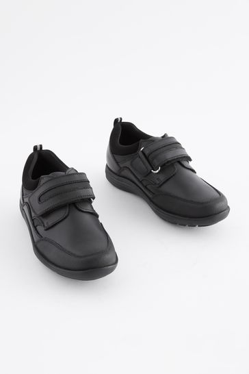 Black Standard Fit (F) School Leather Single Strap Shoes