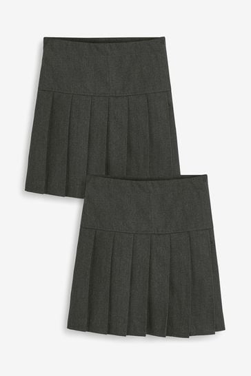 Grey Regular Waist Pleat Skirts 2 Pack (3-16yrs)