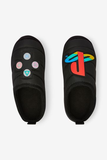 PlayStation™ Black Warm Lined Mule Slippers