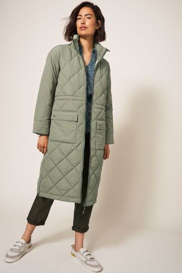 White Stuff Green Lorena Quilted Coat