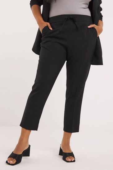 Simply Be Essentials Stretch Tie Waist Workwear Black Trousers