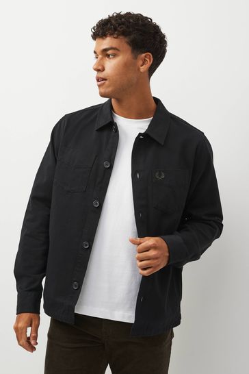 Buy Fred Perry Black Twill Shacket Overshirt from the Next UK online shop