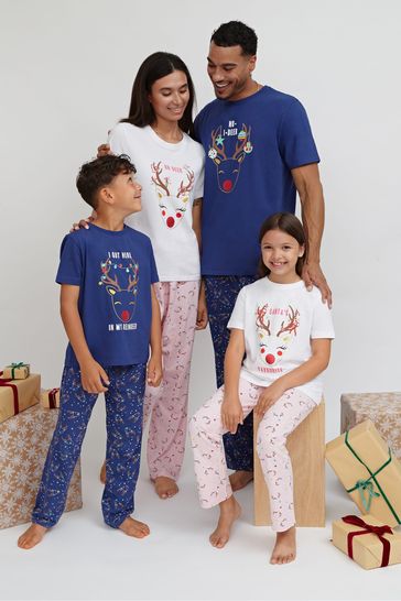 Society 8 Blue Deer Matching Family Christmas PJ Set