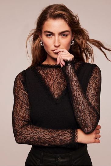 Buy Mint Velvet Black Lace Top from Next Netherlands